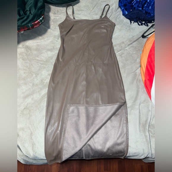 Brown Contour Faux leather dress - Picture 2 of 3